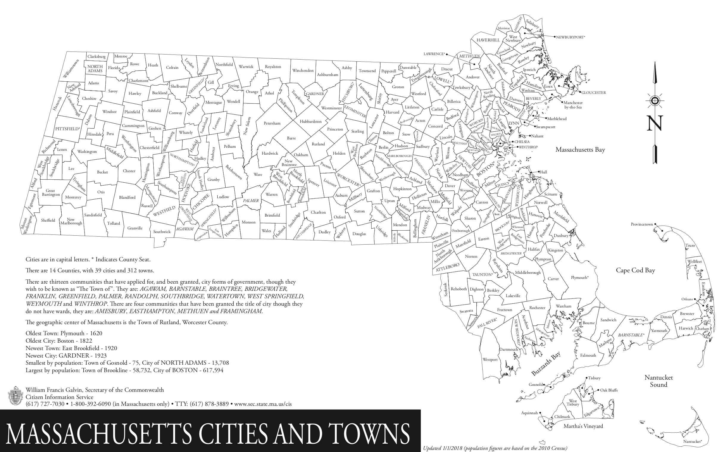 Map of every town and city of Massachusetts