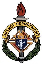 KoC logo, torch behind, olive branches on bottom, words Agency Department in a banner on top